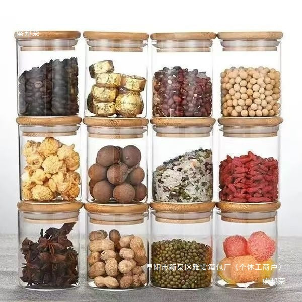 YAH 12-Piece Luxurious Airtight Glass Spice Jars with Bamboo Lids