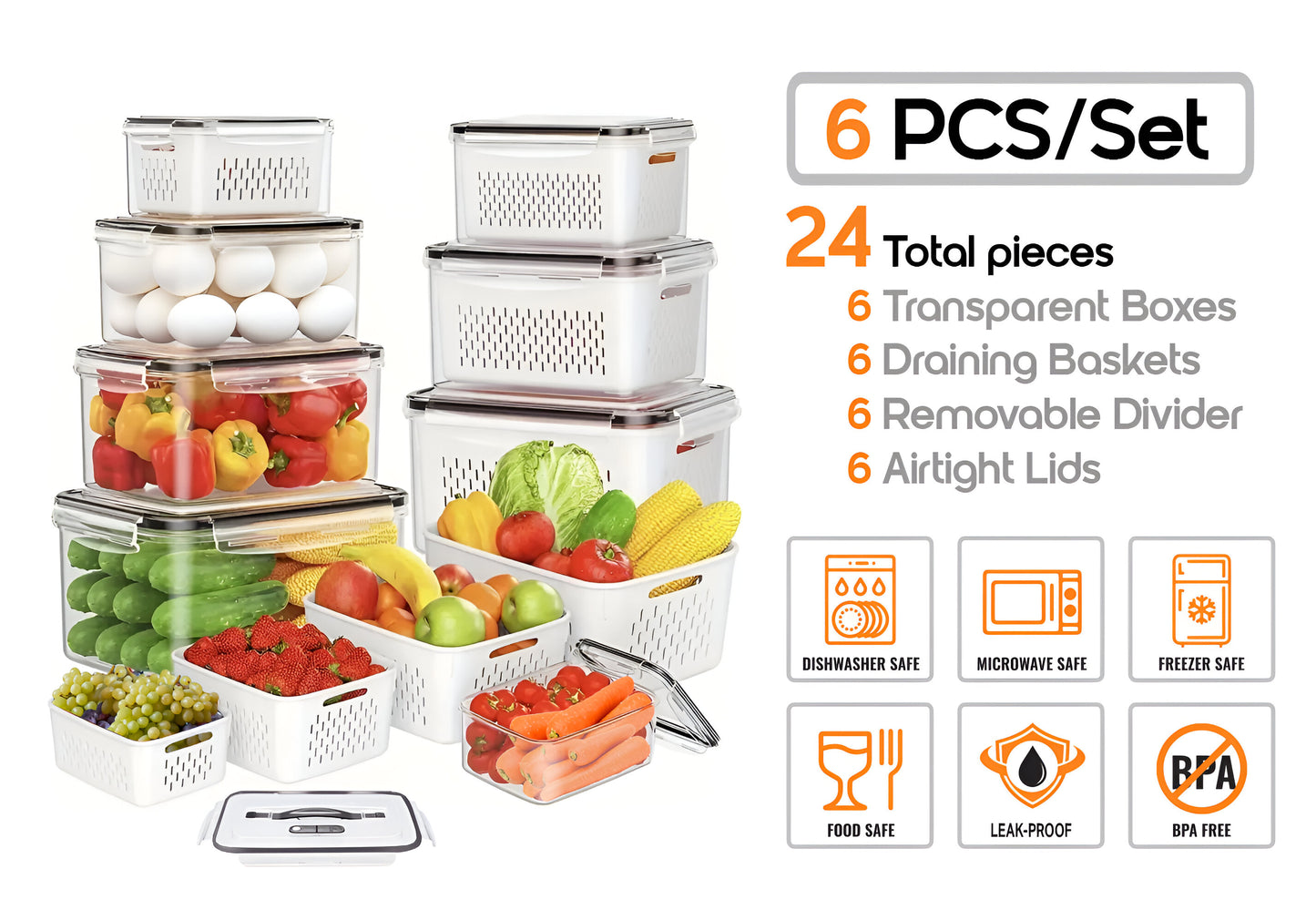 6PCS/Set YAH Smart Kitchen Storage Boxes