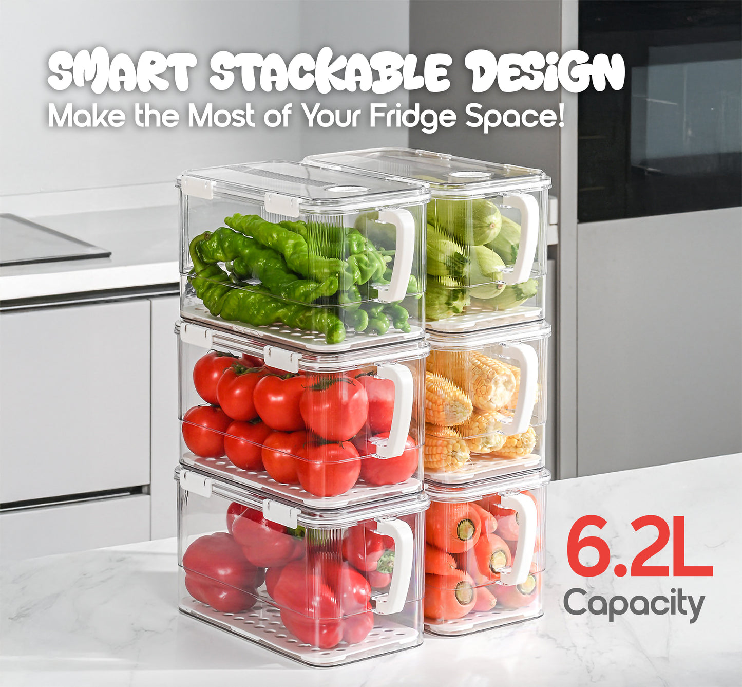 6.2L YAH Durable Fridge Container with Lid