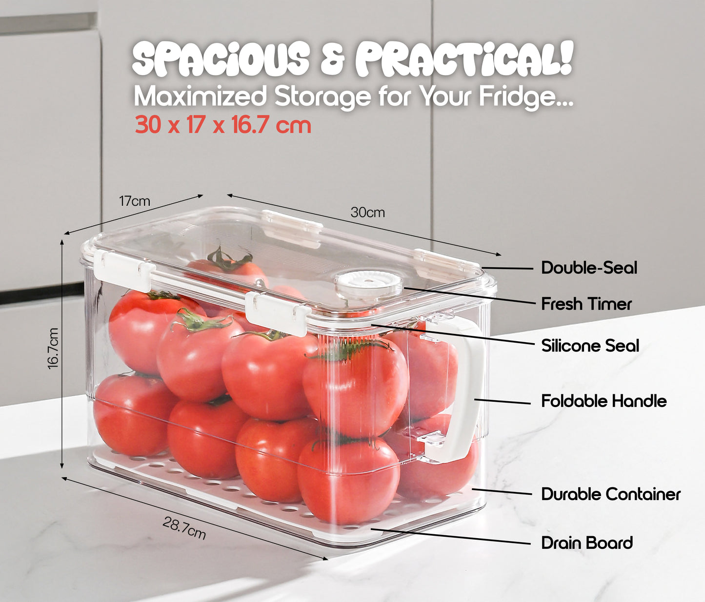 6.2L YAH Durable Fridge Container with Lid