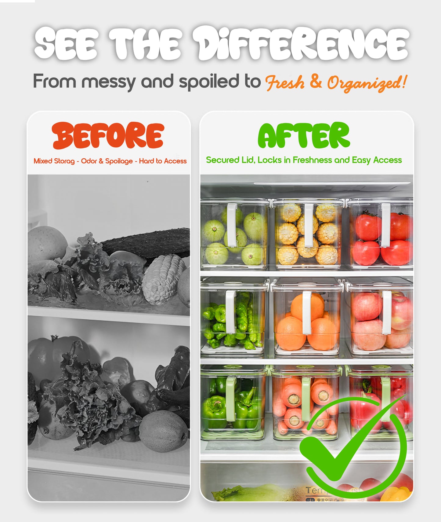 6.2L YAH Durable Fridge Container with Lid