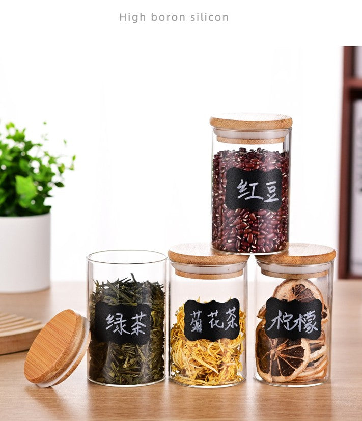 YAH 12-Piece Luxurious Airtight Glass Spice Jars with Bamboo Lids