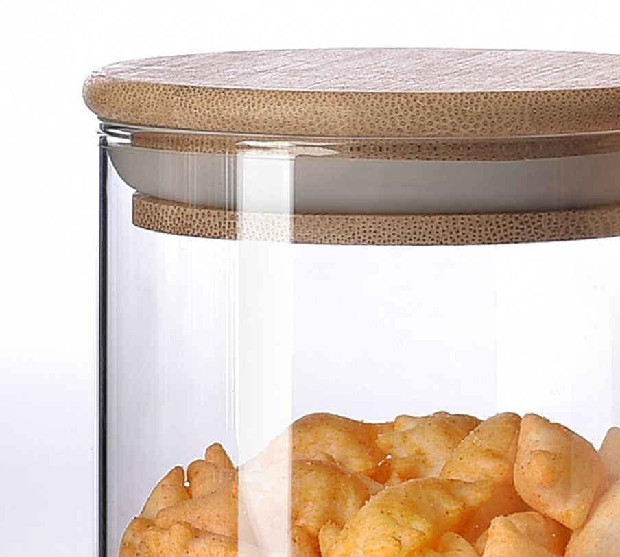 YAH 12-Piece Luxurious Airtight Glass Spice Jars with Bamboo Lids