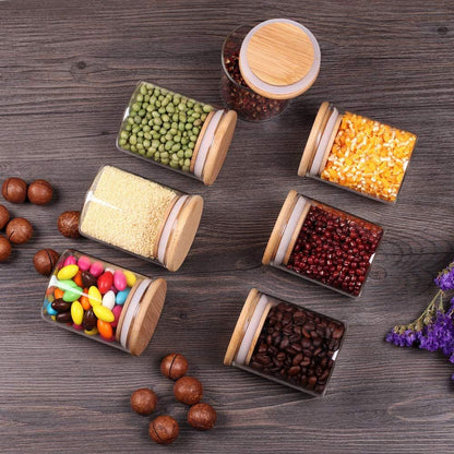 YAH 12-Piece Luxurious Airtight Glass Spice Jars with Bamboo Lids
