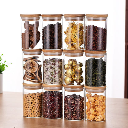 YAH 12-Piece Luxurious Airtight Glass Spice Jars with Bamboo Lids
