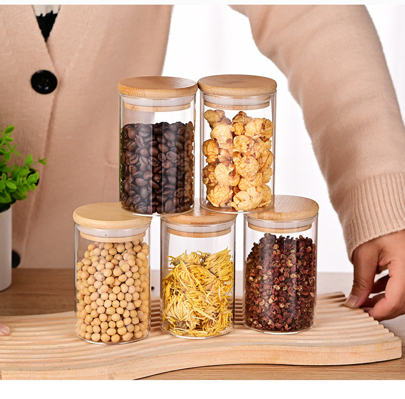 YAH 12-Piece Luxurious Airtight Glass Spice Jars with Bamboo Lids