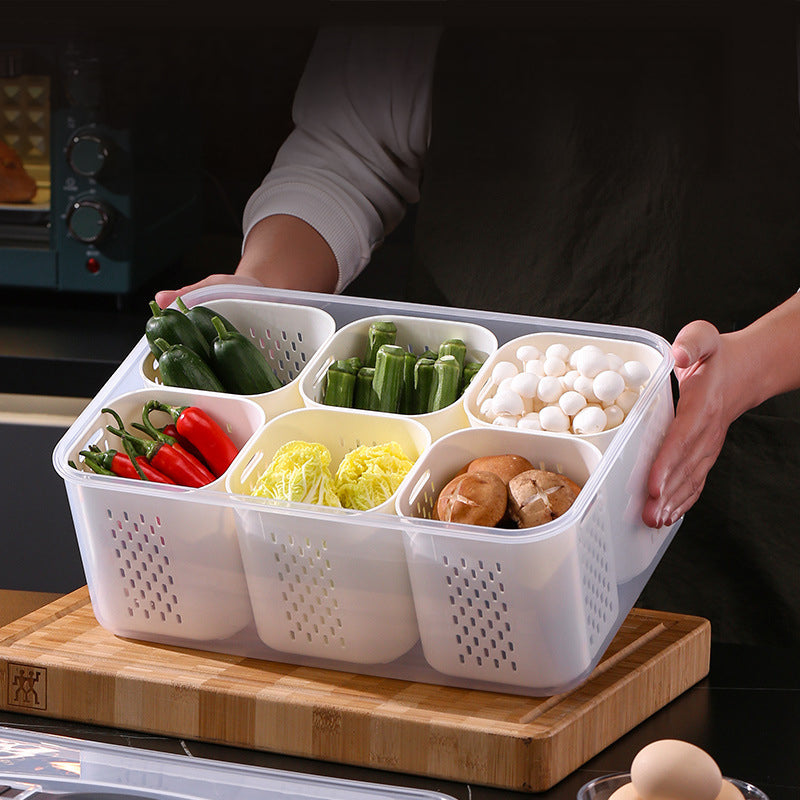 YAH XL Smart Kitchen Storage Boxes - Airtight, Microwave & Freezer Safe. Fridge & Pantry Organizers - Durable Containers - Draining Baskets & Dividers