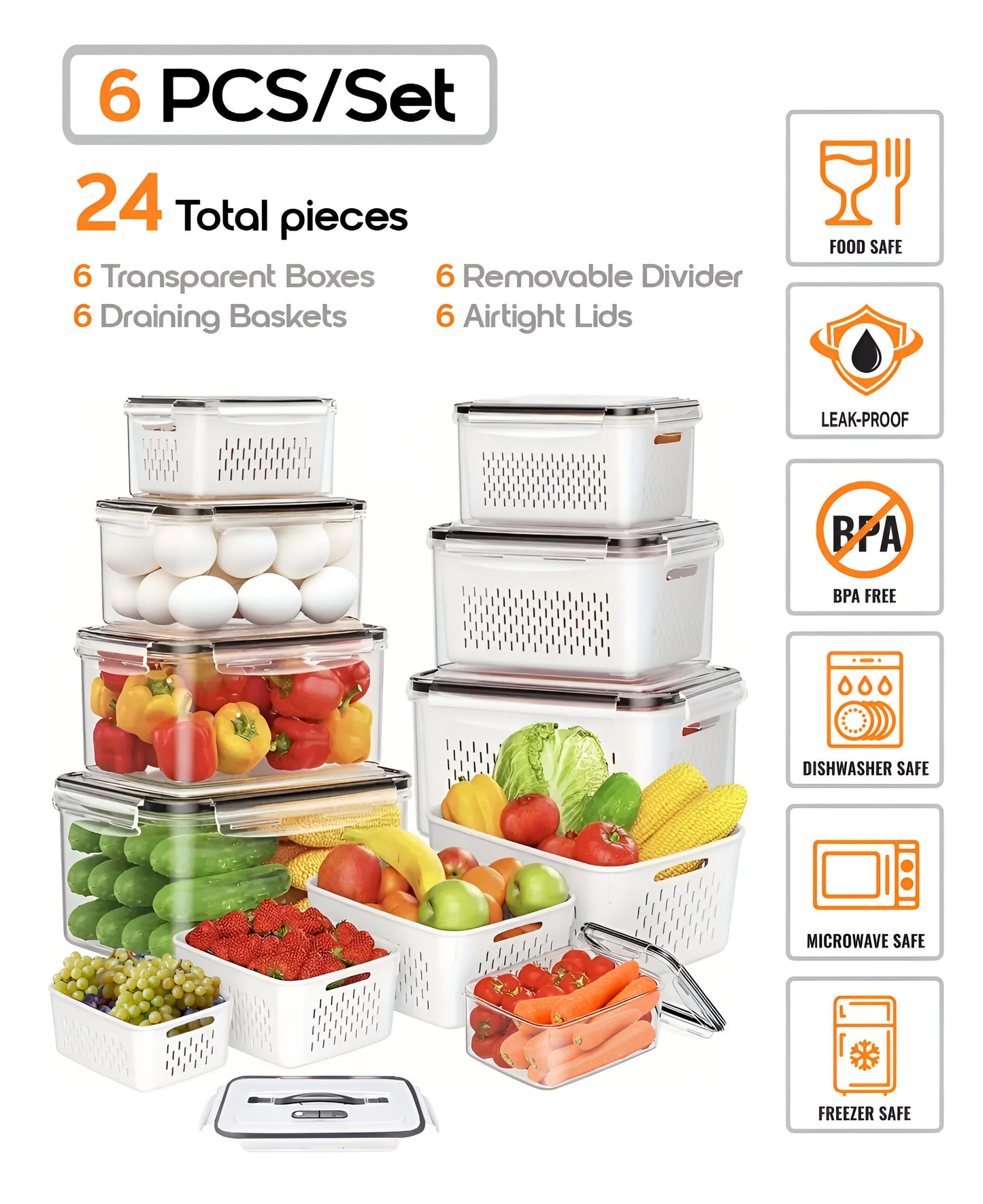 6PCS/Set YAH Smart Kitchen Storage Boxes