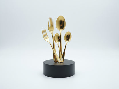 YAH Luxury 24-Piece Golden Stainless Steel Cutlery Set, Spoon Fork Knife Flatware for 6, Mirror Polished, Dishwasher Safe in a Unique Gift Box.