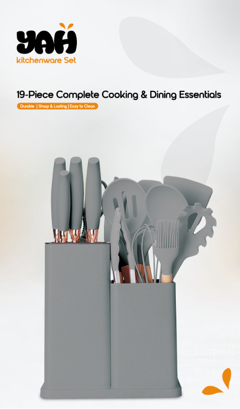 YAH 19-Piece Premium Silicone Kitchen Utensil Set
