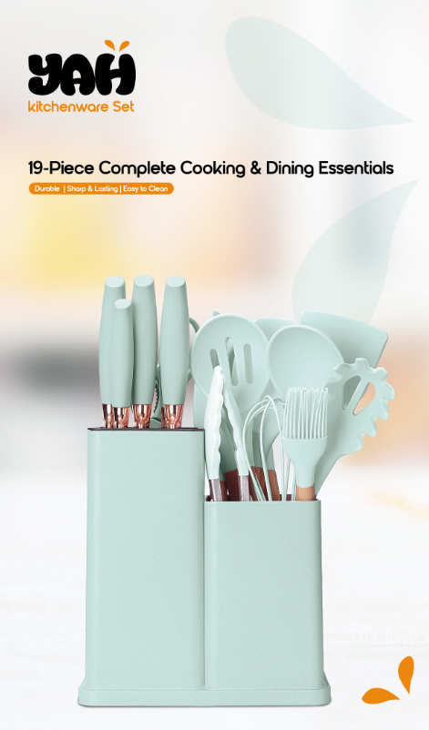 YAH 19-Piece Premium Silicone Kitchen Utensil Set