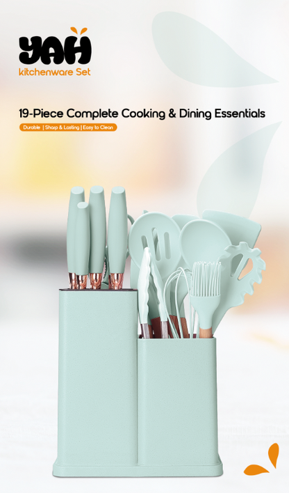 YAH 19-Piece Premium Silicone Kitchen Utensil Set