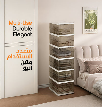 6-Level / YAH Foldable Storage Organizer – Transparent Gray