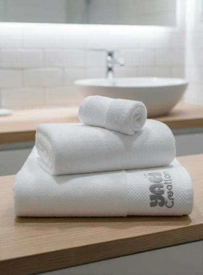 YAH Premium 3-Piece Towel Set – 100% Egyptian Cotton, 612 GSM – Ultra Soft & Absorbent Spa-Quality Towels for Bath, Hand & Face – Pure White Luxury Hotel Towels.